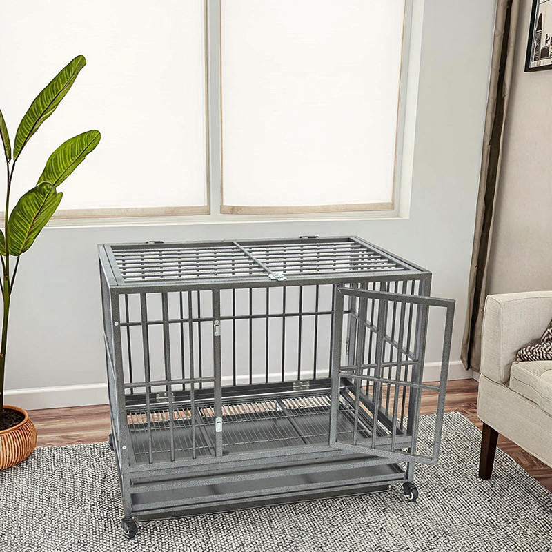 Nyissa meg a nyitott felső nehéz cső fém kutya ketrecét Nyissa meg a nyitott felső nehéz cső fém kutya ketrecét