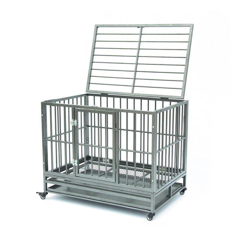 Nyissa meg a nyitott felső nehéz cső fém kutya ketrecét Nyissa meg a nyitott felső nehéz cső fém kutya ketrecét