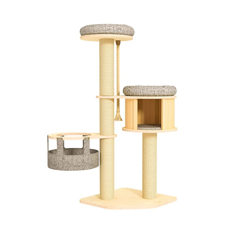 Padlótól a mennyezetig érő fából készült lakásmászó keret macskafa torony