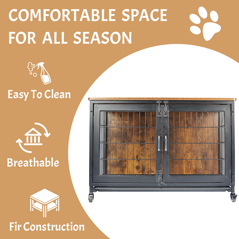 Fa bútor stílusú kutya ketrec kerekekkel Fa bútor stílusú kutya ketrec kerekekkel