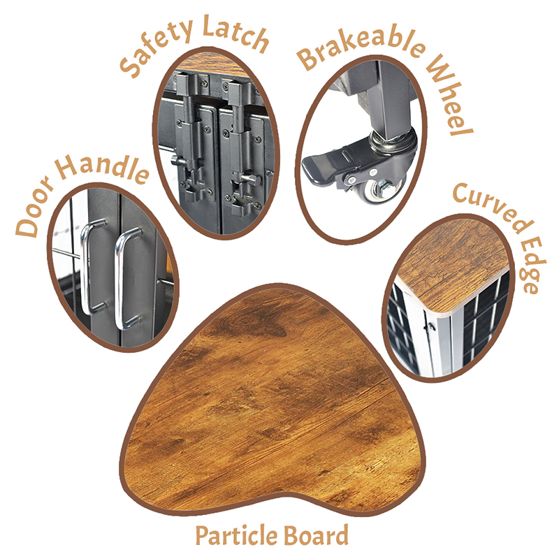 Fa bútor stílusú kutya ketrec kerekekkel Fa bútor stílusú kutya ketrec kerekekkel