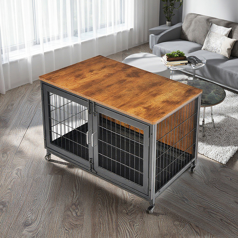 Fa bútor stílusú kutya ketrec kerekekkel Fa bútor stílusú kutya ketrec kerekekkel