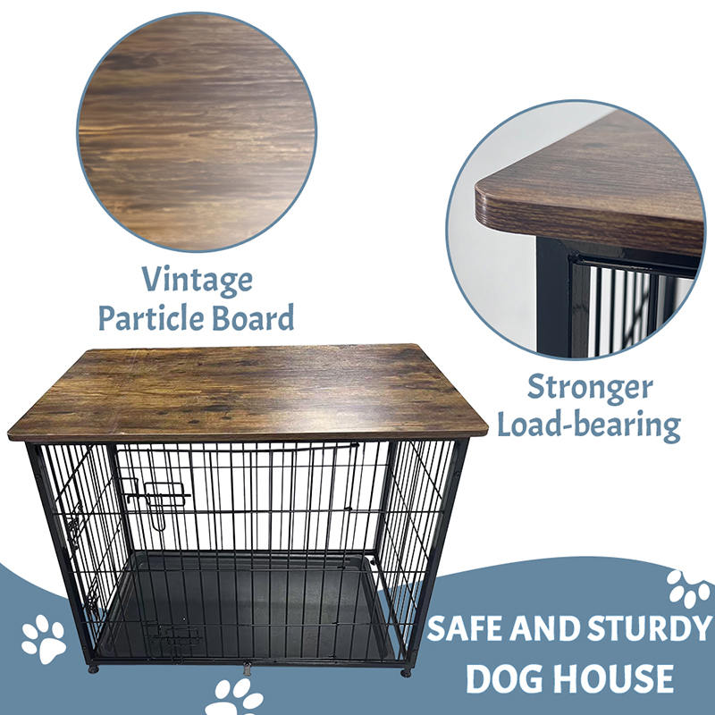 Nagy fa bútor kutya ketrec eltávolítható tálcával Nagy fa bútor kutya ketrec eltávolítható tálcával