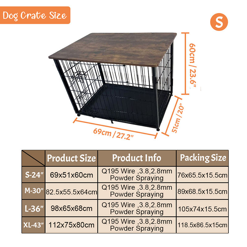 Nagy fa bútor kutya ketrec eltávolítható tálcával Nagy fa bútor kutya ketrec eltávolítható tálcával