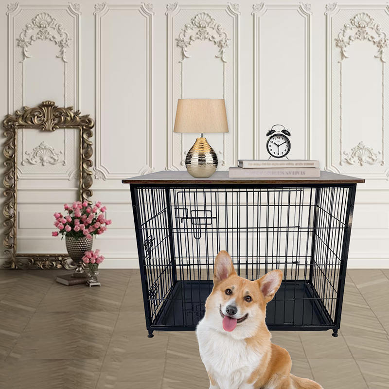 Nagy fa bútor kutya ketrec eltávolítható tálcával Nagy fa bútor kutya ketrec eltávolítható tálcával