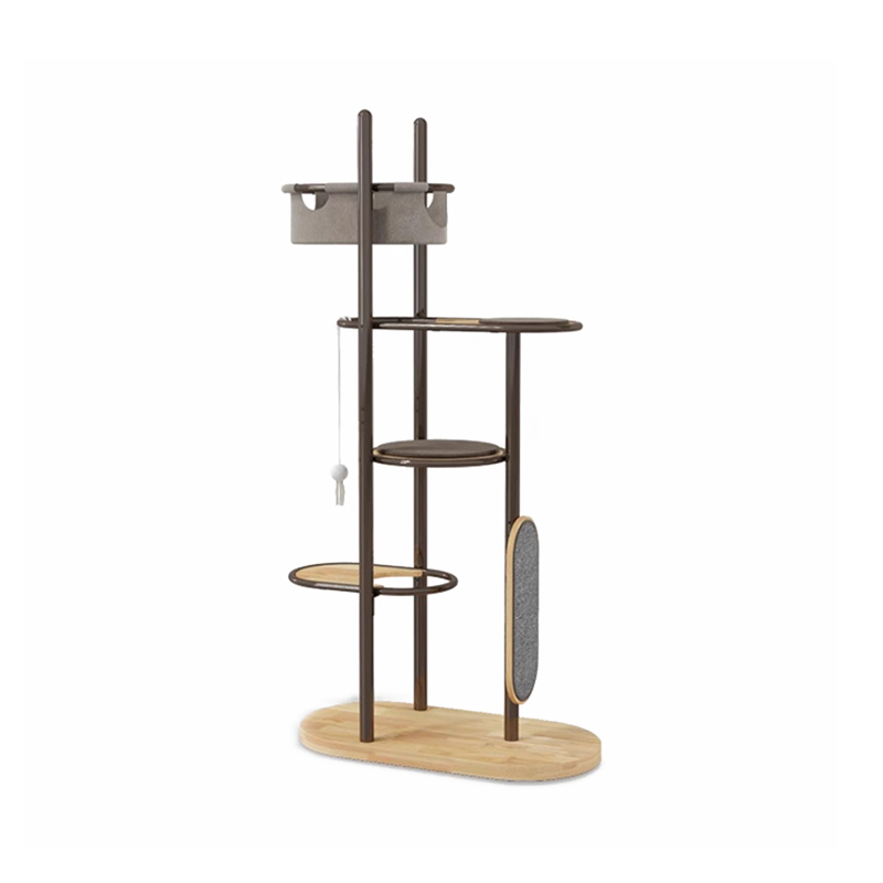 Padlótól a mennyezetig magas beltéri gumi fa macskafa torony lakás alvó kosárral