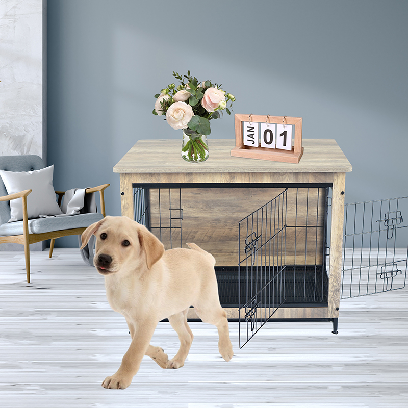 Elefántcsont beltéri nagy fa bútor stílusú fém kutya láda Elefántcsont beltéri nagy fa bútor stílusú fém kutya láda