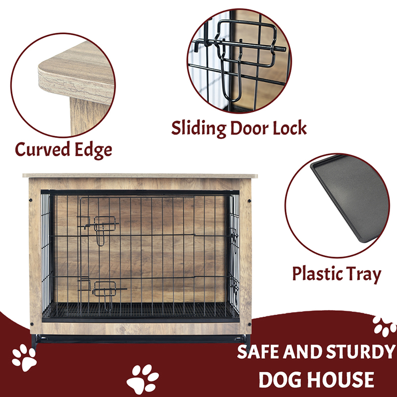 Elefántcsont beltéri nagy fa bútor stílusú fém kutya láda Elefántcsont beltéri nagy fa bútor stílusú fém kutya láda