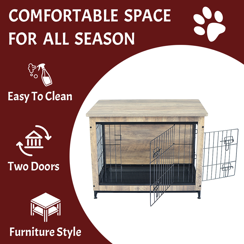 Elefántcsont beltéri nagy fa bútor stílusú fém kutya láda Elefántcsont beltéri nagy fa bútor stílusú fém kutya láda