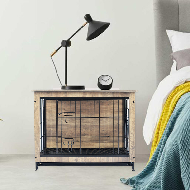 Elefántcsont beltéri nagy fa bútor stílusú fém kutya láda Elefántcsont beltéri nagy fa bútor stílusú fém kutya láda