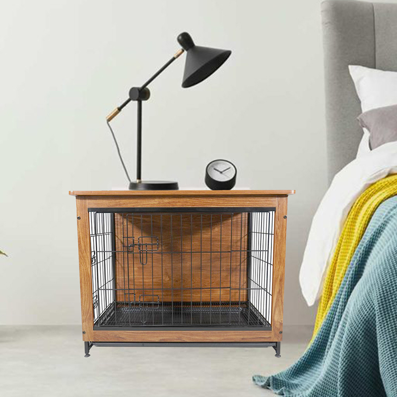 Beltéri nagy fa fém bútor stílusú kutya láda Beltéri nagy fa fém bútor stílusú kutya láda