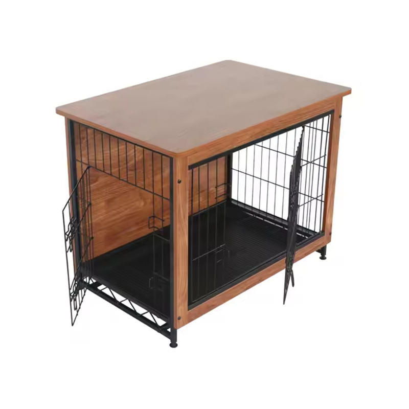 Beltéri nagy fa fém bútor stílusú kutya láda Beltéri nagy fa fém bútor stílusú kutya láda