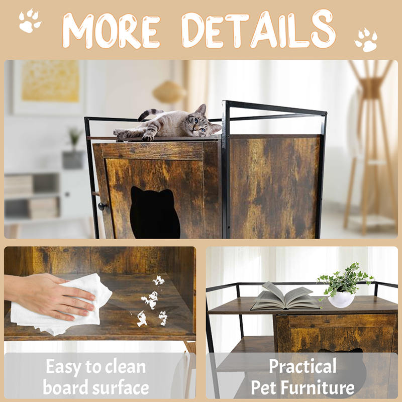 Bútor stílusú macskák ketrec tárolópolc alom szekrényével Bútor stílusú macskák ketrec tárolópolc alom szekrényével