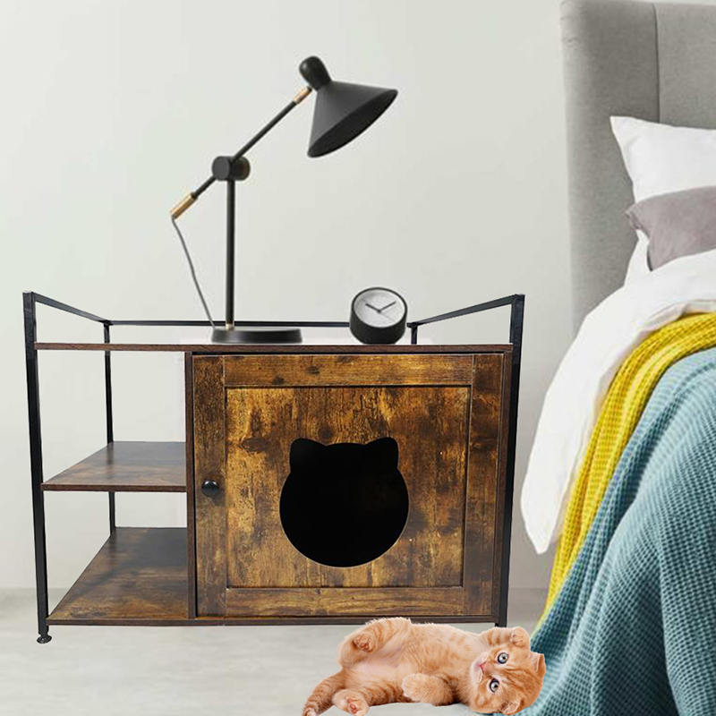 Bútor stílusú macskák ketrec tárolópolc alom szekrényével Bútor stílusú macskák ketrec tárolópolc alom szekrényével