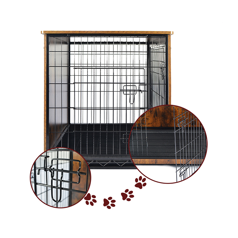 Beltéri fa bútor stílusú fém kutya ketrec Beltéri fa bútor stílusú fém kutya ketrec