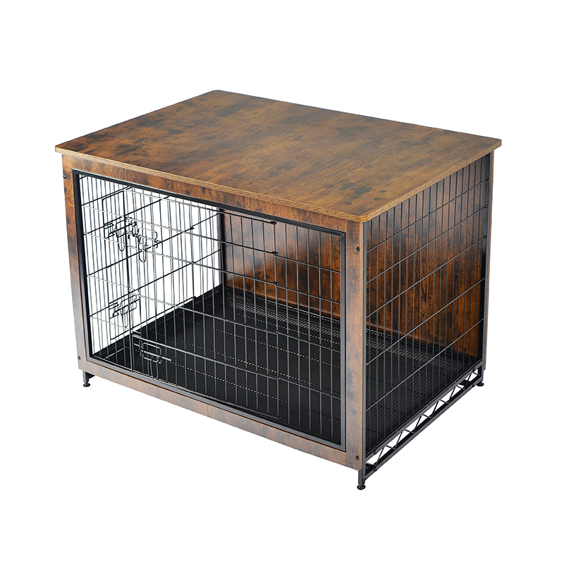 Beltéri fa bútor stílusú fém kutya ketrec Beltéri fa bútor stílusú fém kutya ketrec