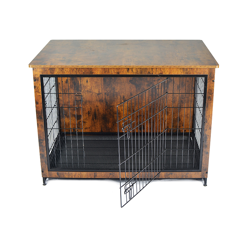 Beltéri fa bútor stílusú fém kutya ketrec Beltéri fa bútor stílusú fém kutya ketrec