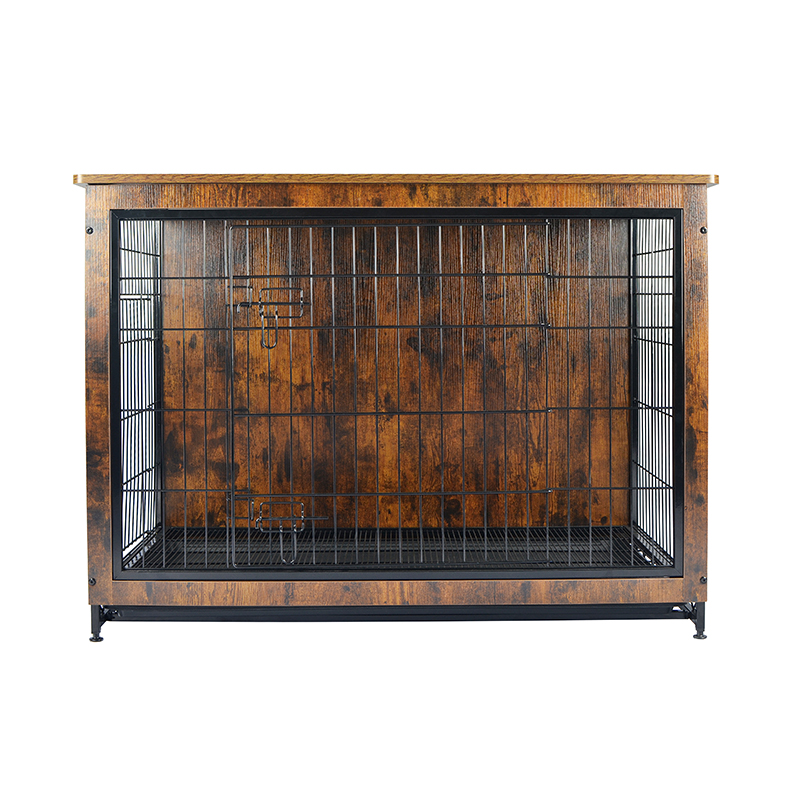 Beltéri fa bútor stílusú fém kutya ketrec Beltéri fa bútor stílusú fém kutya ketrec
