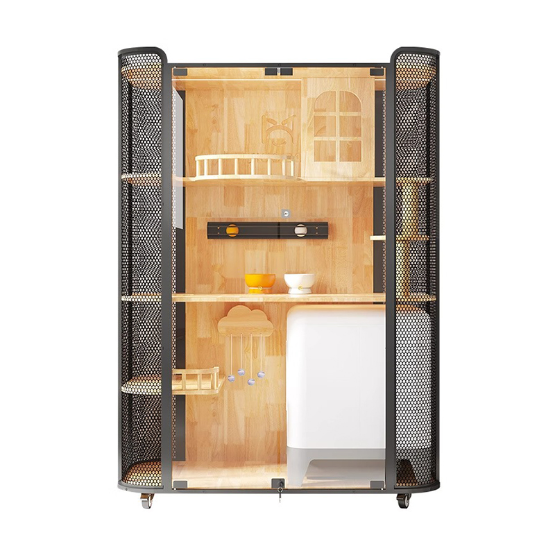 Gumi fa macskaház szekrény panorámás villa ketrec