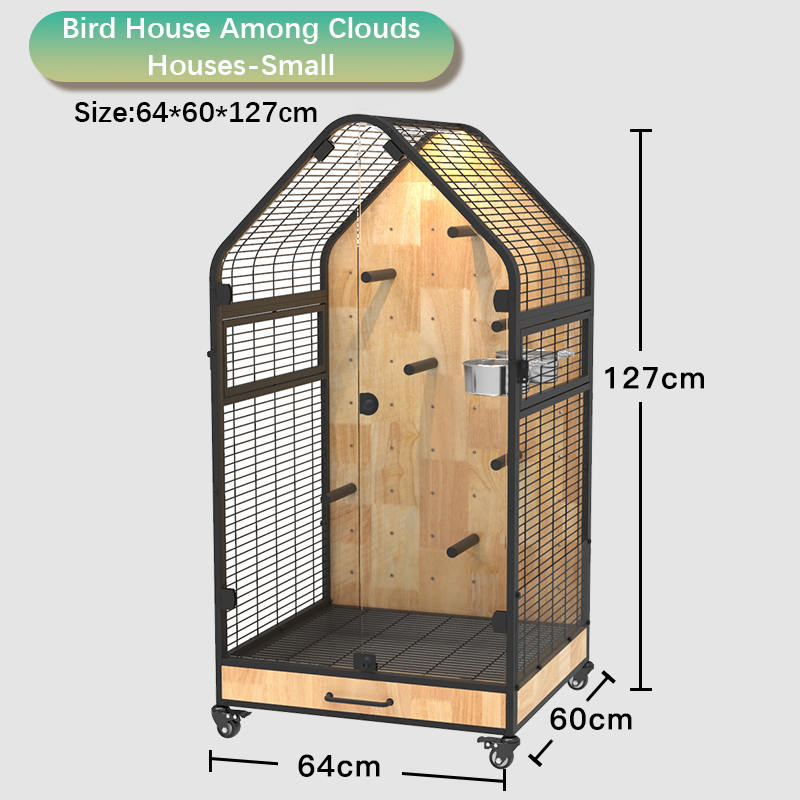 Fa és acél ketrec nagymértékben eltávolítható barkács villa papagáj madár tenyésztő ketrecek állványkerekekkel Fa és acél ketrec nagymértékben eltávolítható barkács villa papagáj madár tenyésztő ketrecek állványkerekekkel