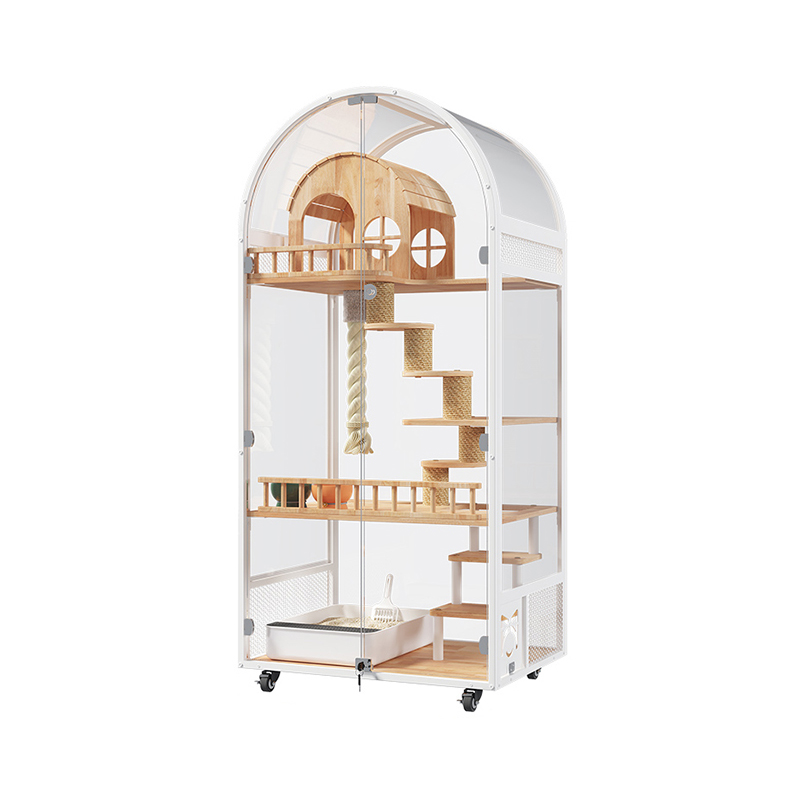 Beltéri fa macskaház szálloda panorámás villa szilárd macska ketrec szekrény