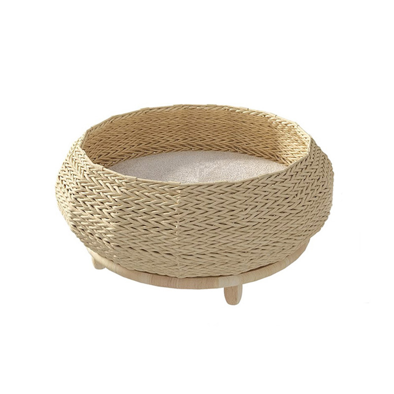 Kézzel készített természetes kraft papír fészek szövött macska kutyaágy