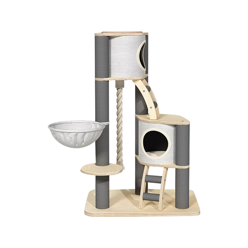 Torony padlójától mennyezetig beltéri szilárd fa hegymászó keret macskafa